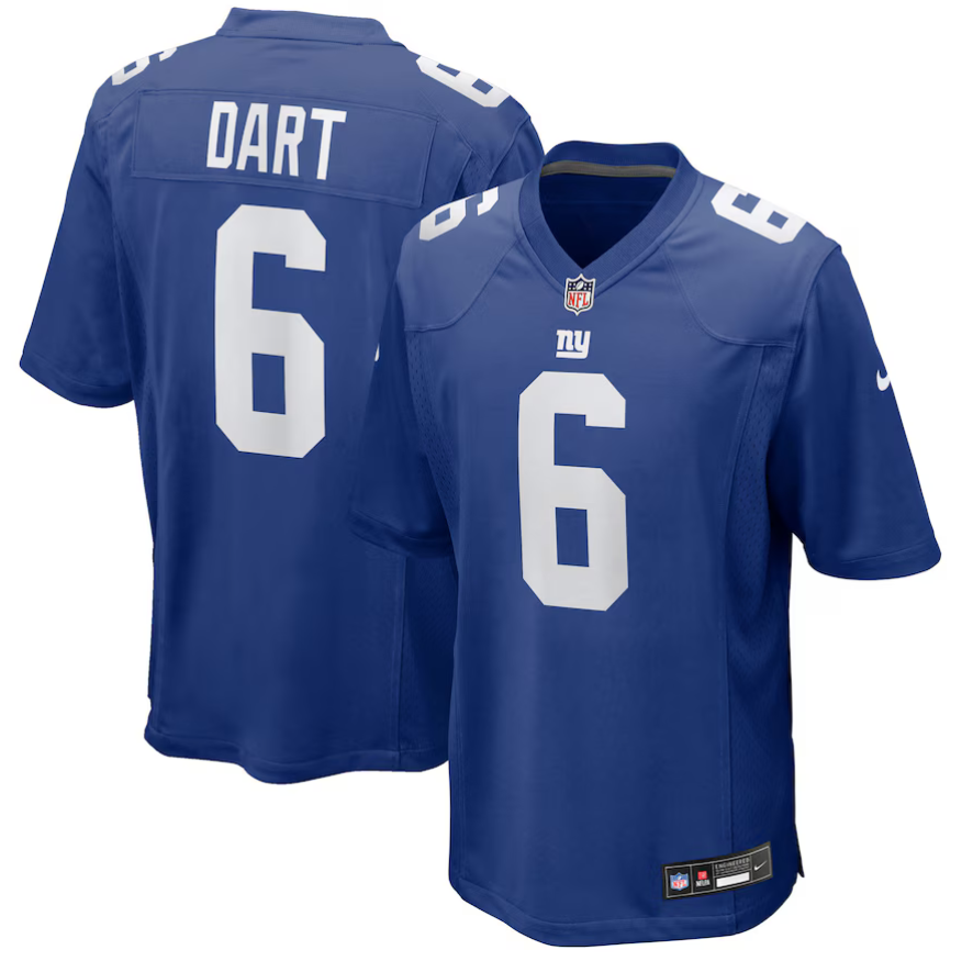 Men Nike New York Giants 6 Jaxson Dart blue New York Giants 2025 NFL Draft First Round Pick Game Jersey